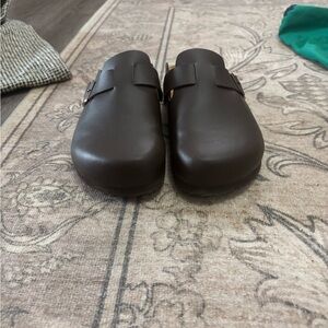 Brown Leather Clogs